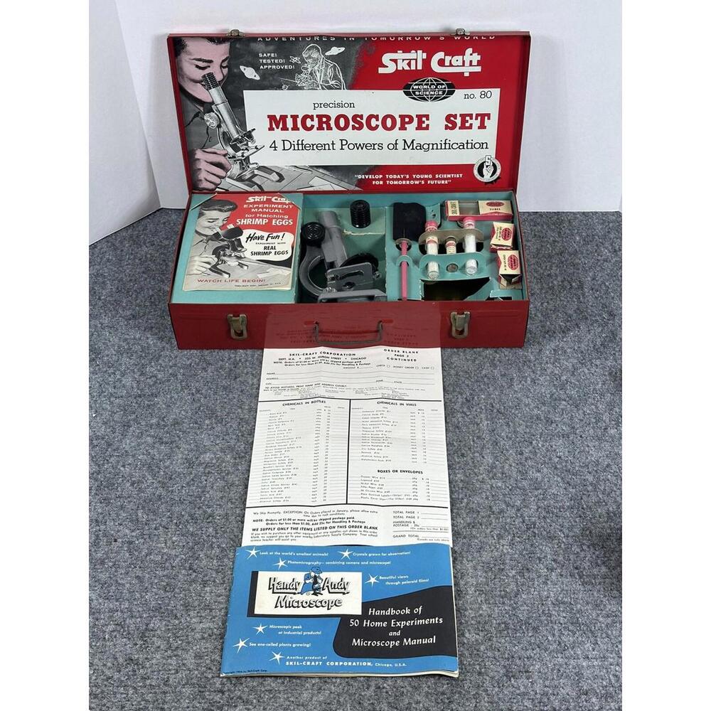 VTG Skil Craft Precision‎ Microscope Set Rare No.80 Handy Andy 1954 Kids Science